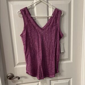 a.n.a Women's V-Neck Purple Tank Top